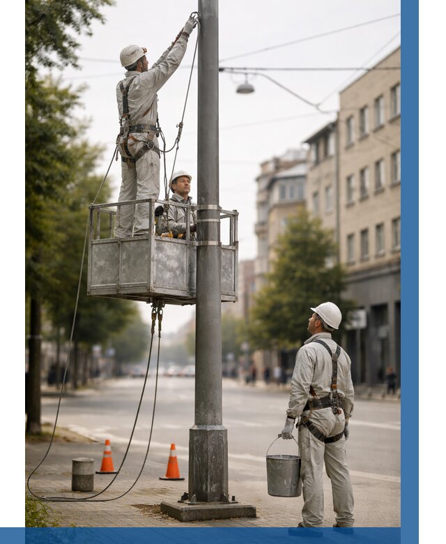 Покраска опор освещения в Глазове от 5102 р. | ВЫСОТНИК-Глз