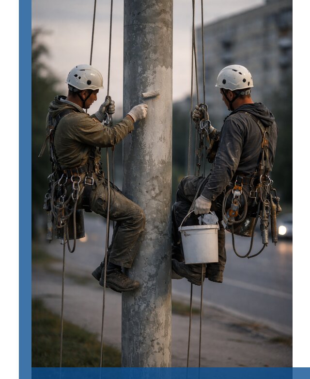 Покраска опор освещения и антикоррозийная защита в Глазове