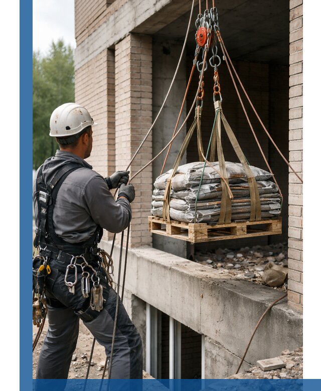 Подъем материалов на этаж веревками в Глазове оперативно