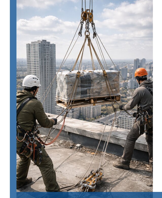 Подъем и монтаж крупногабаритных грузов на крышу в Глазове