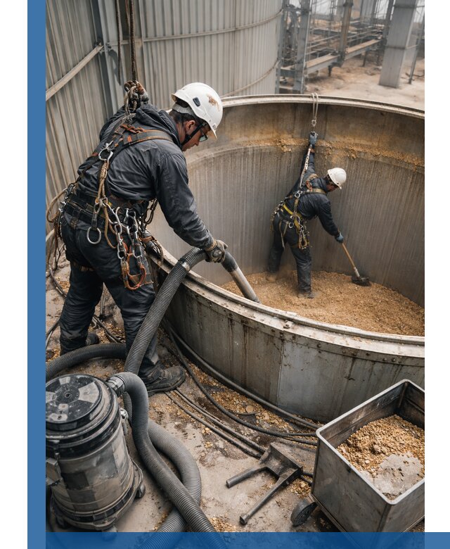 Профессиональная чистка зерновых бункеров в Глазове с выездом