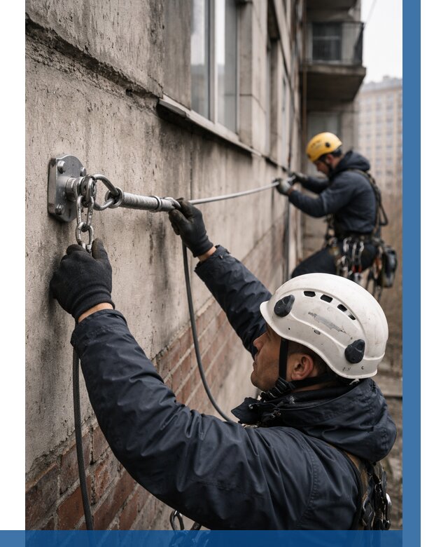 Монтаж анкерных линий в Глазове от 3061 р. | ВЫСОТНИК-Глз