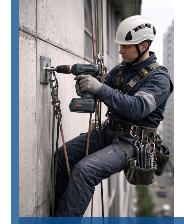 Установка анкерных точек для высотных работ в Глазове